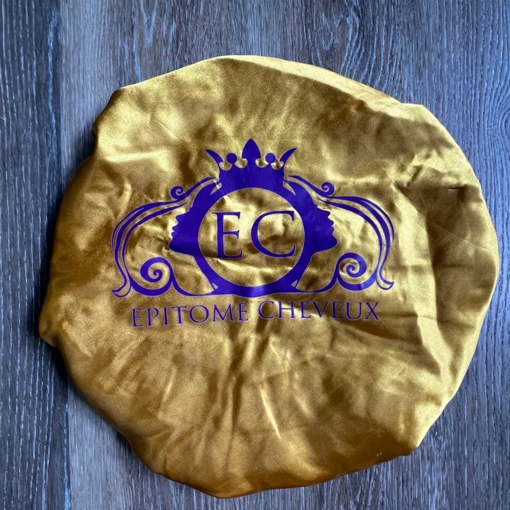 Epitome Cheveux Hair Bonnet Womens OS Gold Purple Logo Satin Sleep Cap 3401